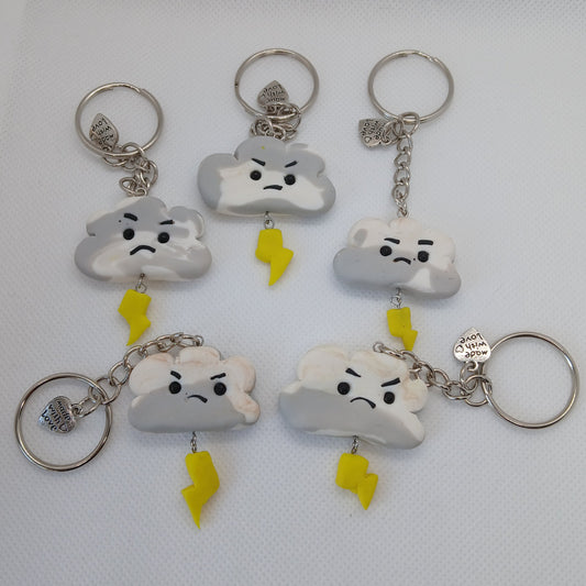storm cloud polymer clay keyring
