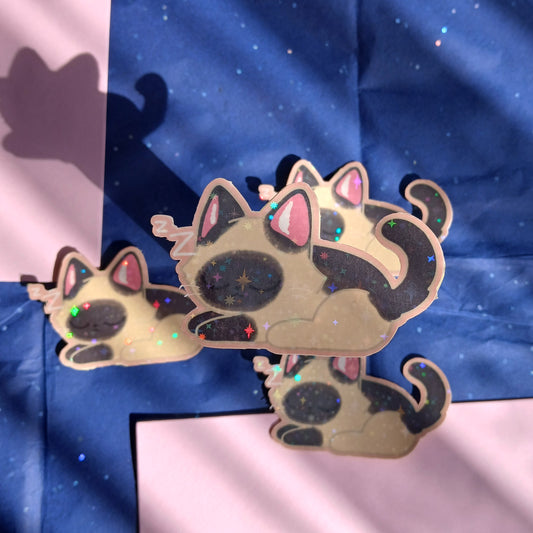 Sleeping siamese cat 2" single sticker