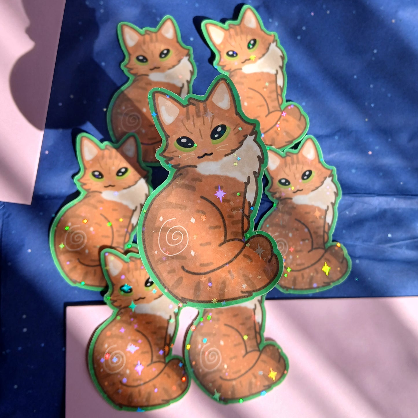 Swirly ginger tabby cat 2" single sticker